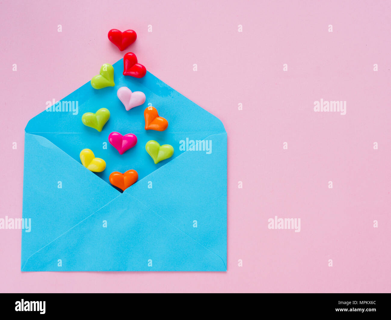 Love letter valentine's day concept. Closeup image of blue letter with ...