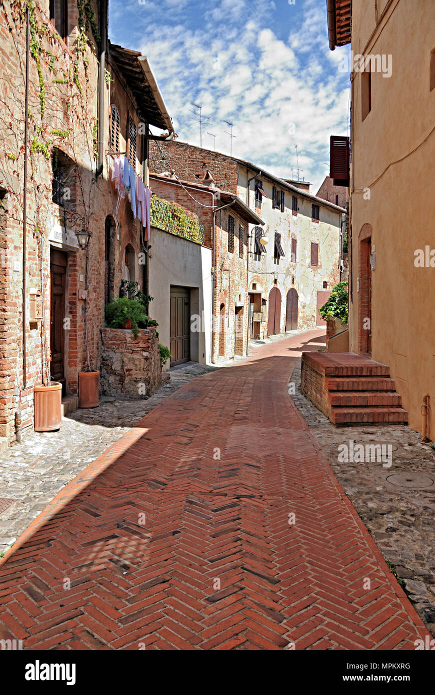 Quiet Street in Certaldo Alto Stock Photo
