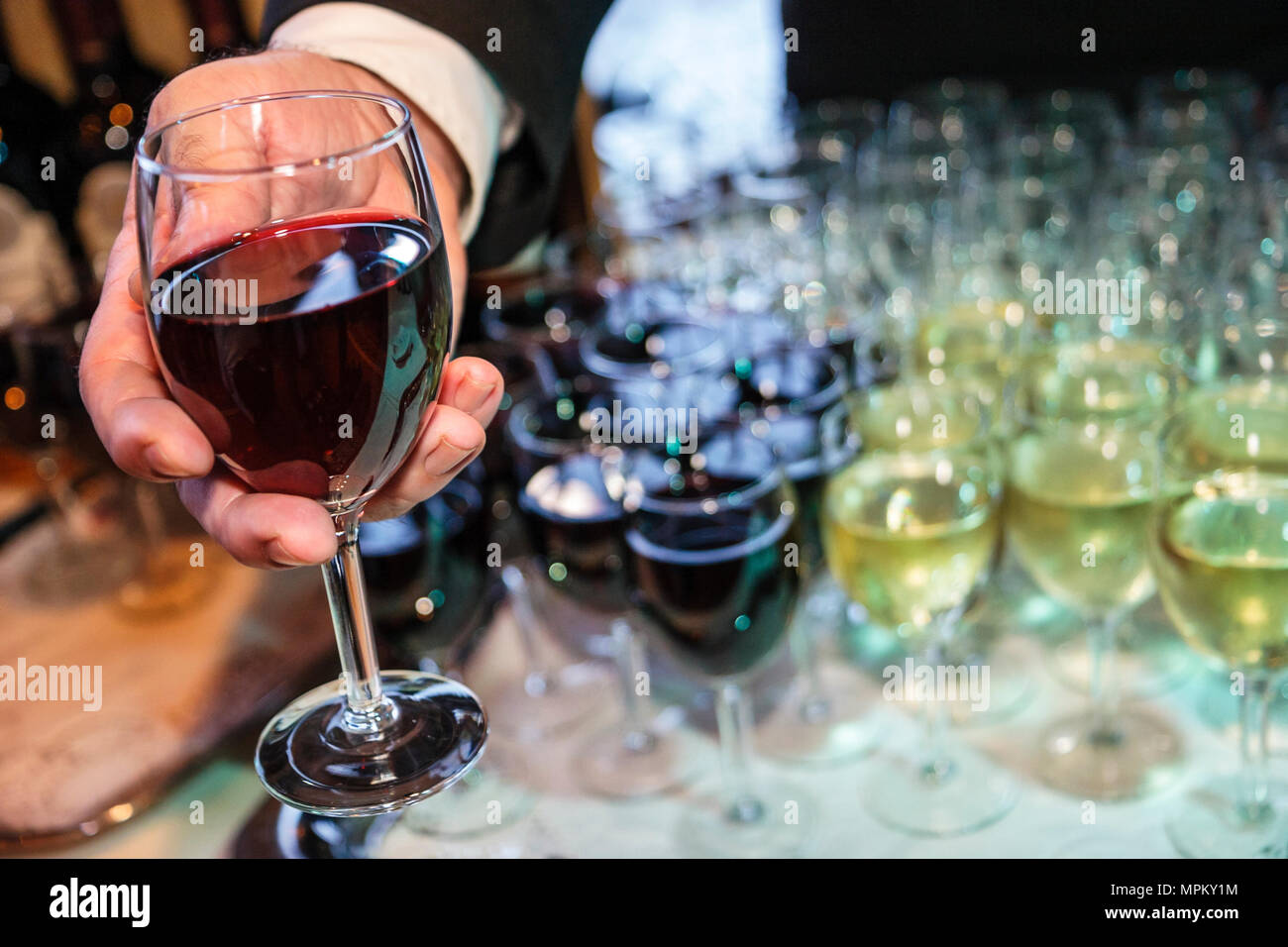 Quebec Canada,Upper Town,Hilton,hotel,reception,party,wine glass,red,white,Canada070709043 Stock Photo