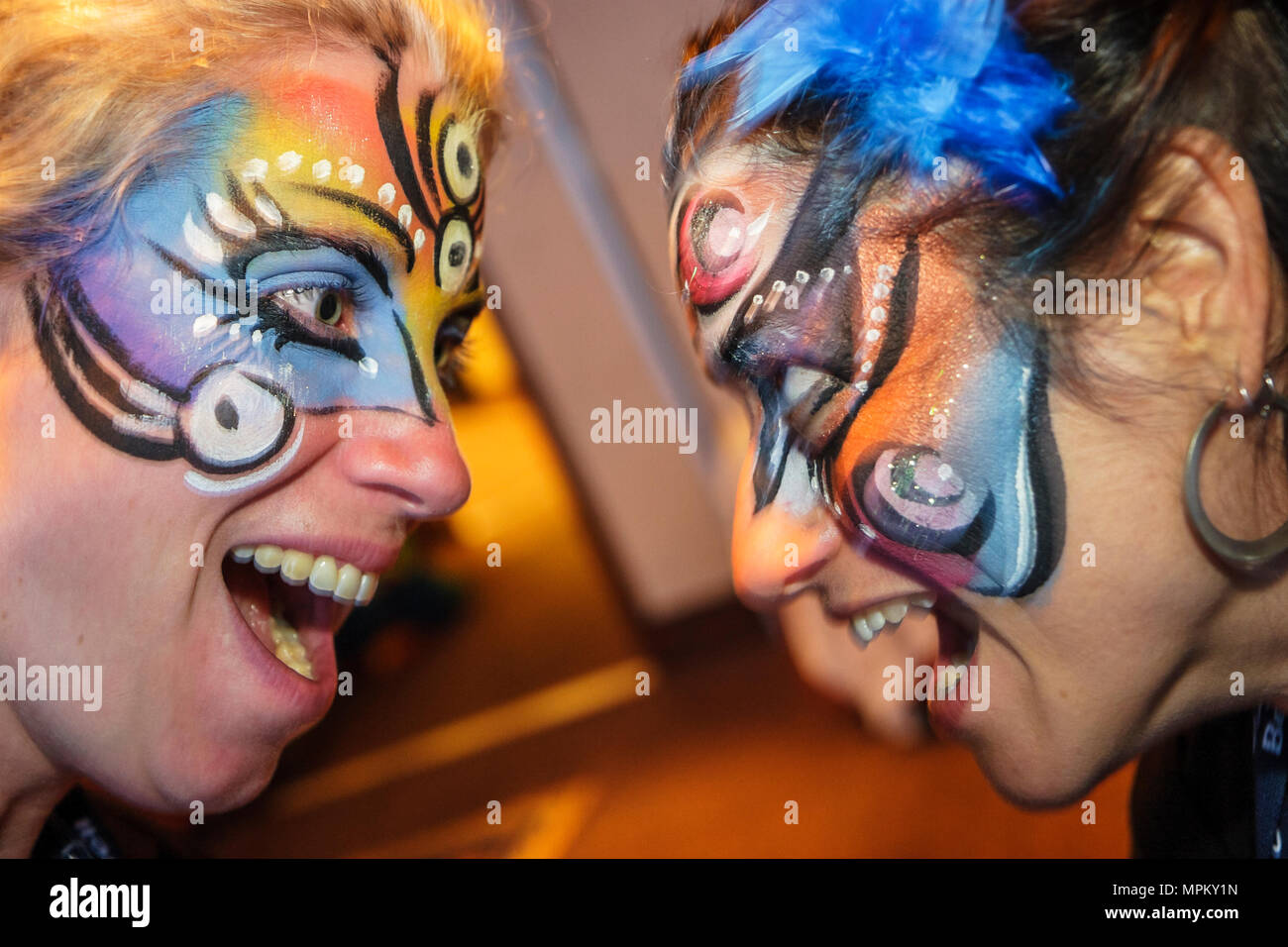 Quebec City Canada,Canadian,North America,American,Upper Town,Hilton,hotel hotels lodging inn motel motels,reception,party,painted faces,face painting Stock Photo