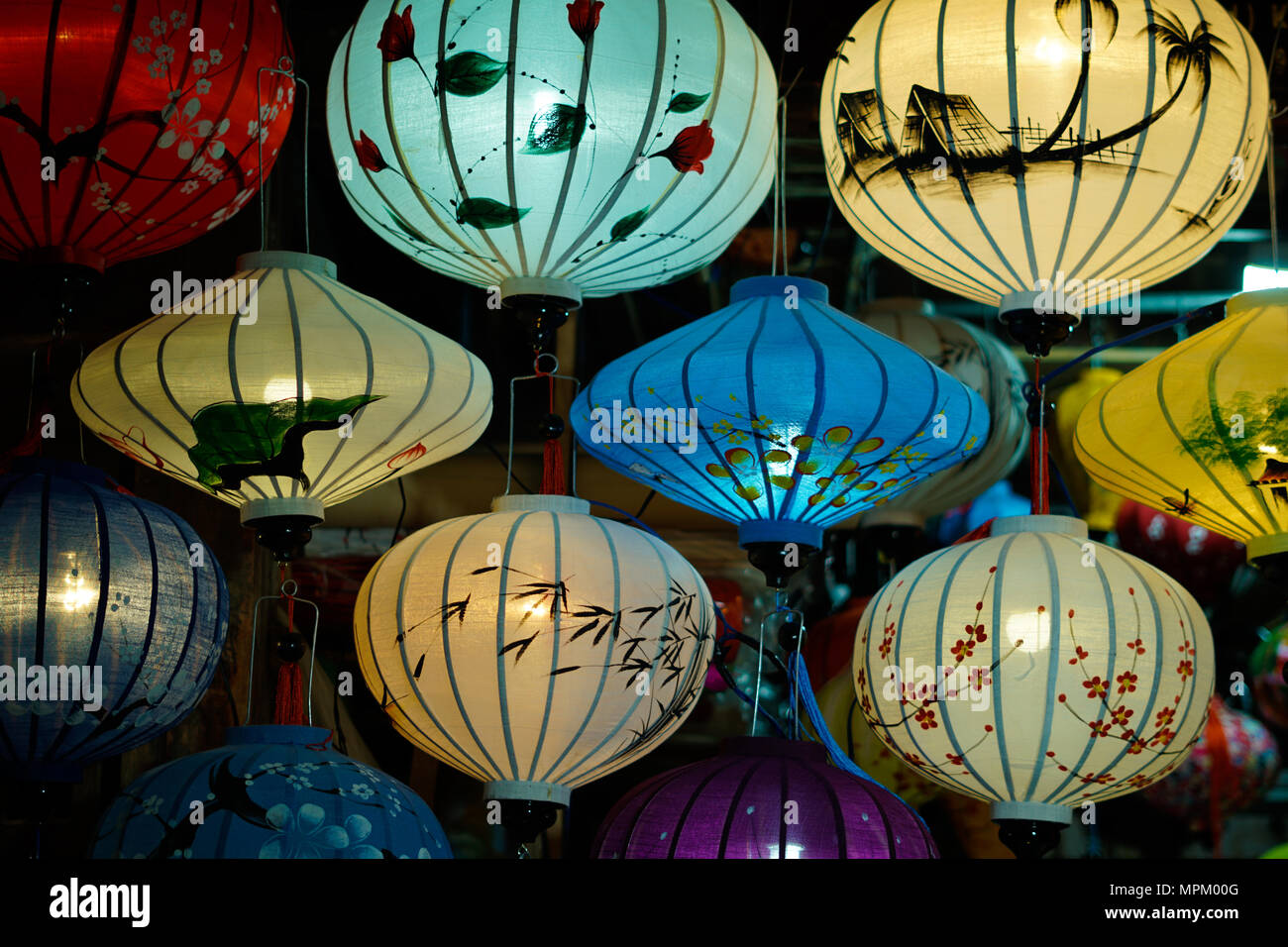 Beautiful lantern in Hoi An old town. Royalty high quality stock footage of very much lantern