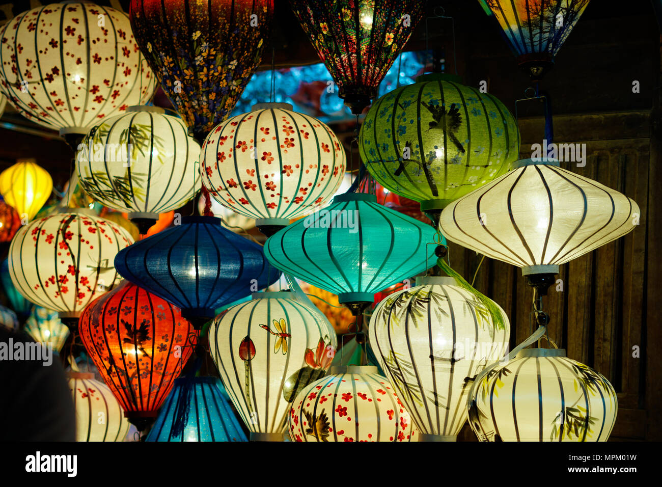Beautiful lantern in Hoi An old town. Royalty high quality stock footage of very much lantern