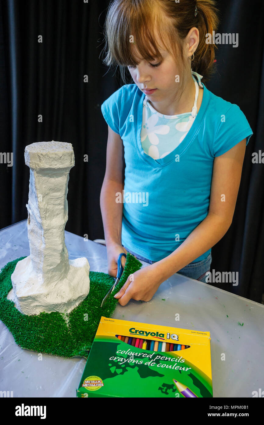 Quebec Canada,Musee National des Beaux Arts,museum,art class,paper Mache lighthouse,woman female women,student students Canada070712038 Stock Photo