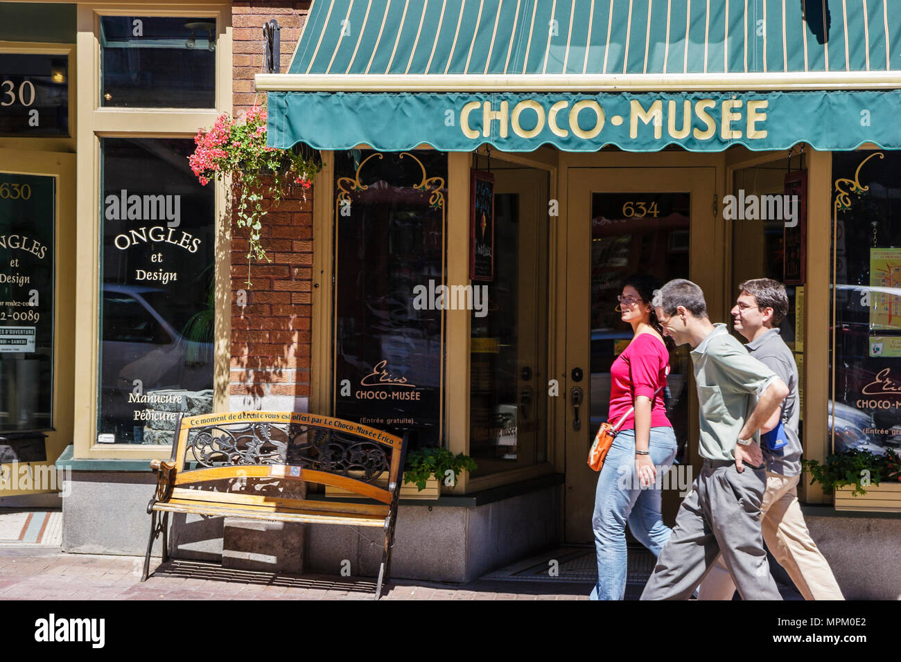Quebec City Canada,Canadian,North America,American,Rue Saint Jean,Erico Choco Musee,chocolate dessert store,entrance,front,visitors travel traveling t Stock Photo