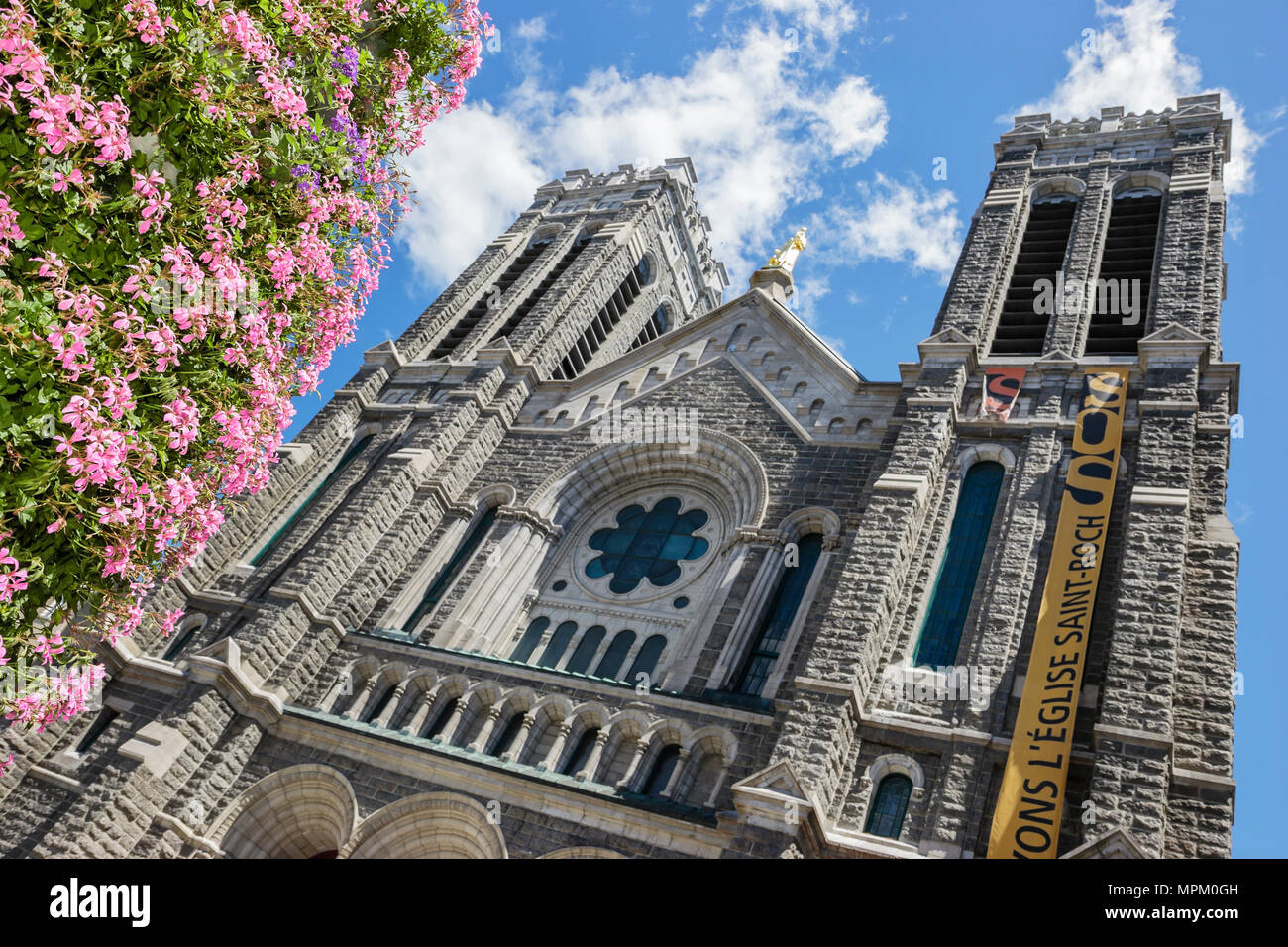 Quebec Canada,Rue Saint Joseph Est,Roch Presbyterian Church,flower,flower,Canada070712126 Stock Photo