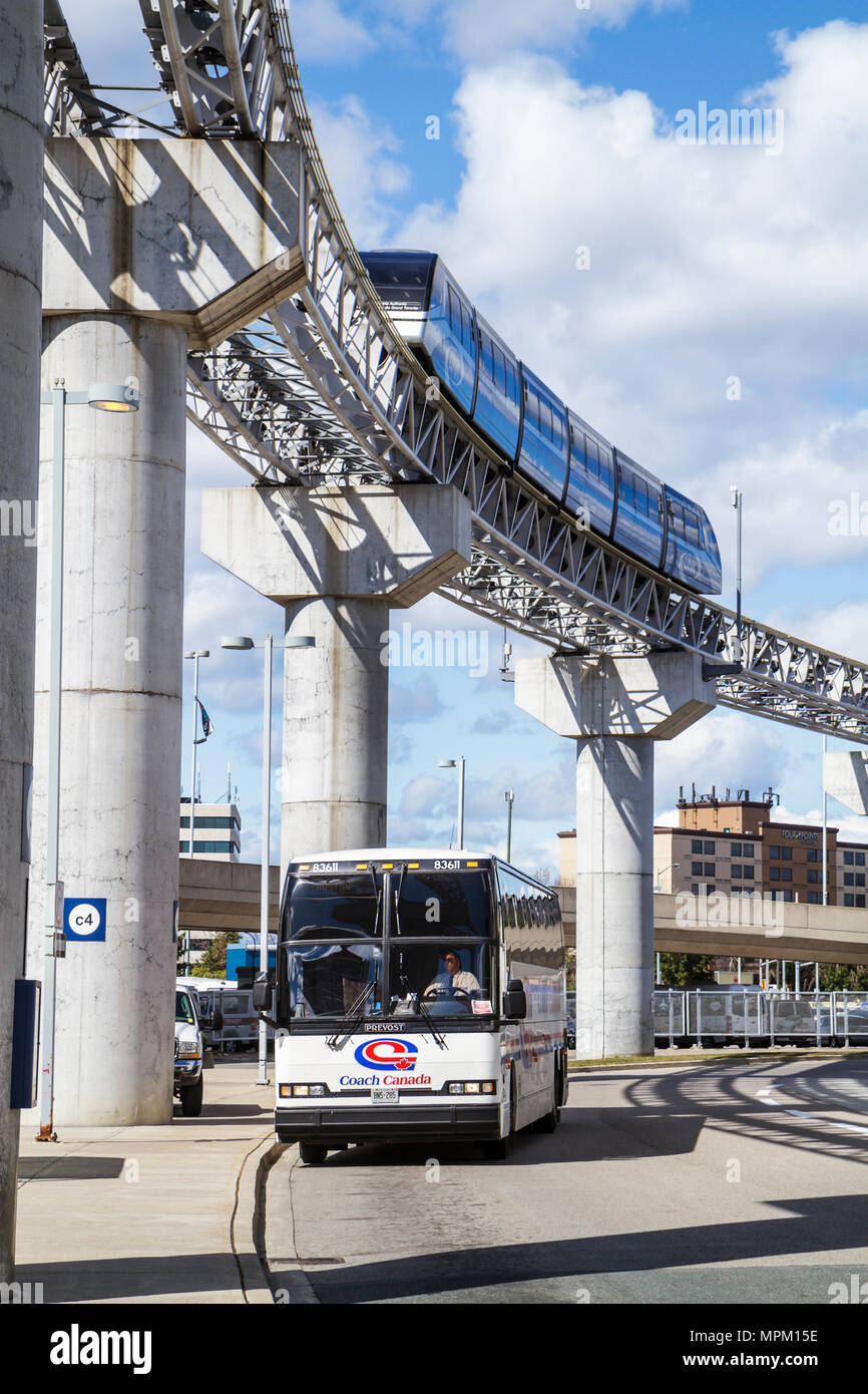 Toronto Canada,Lester B. Pearson International Airport,YYZ,public bus,coach,mass transit,ground transportation,Link train,automated people mover,APM,e Stock Photo