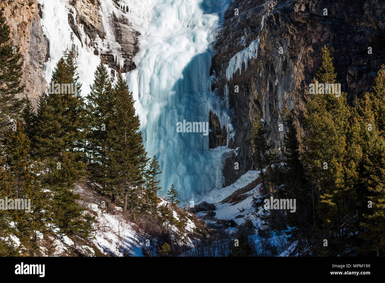 Frozen Waterfall for Ice climbing, Waterton Lakes National Park, Alberta, Canada Stock Photo Alamy