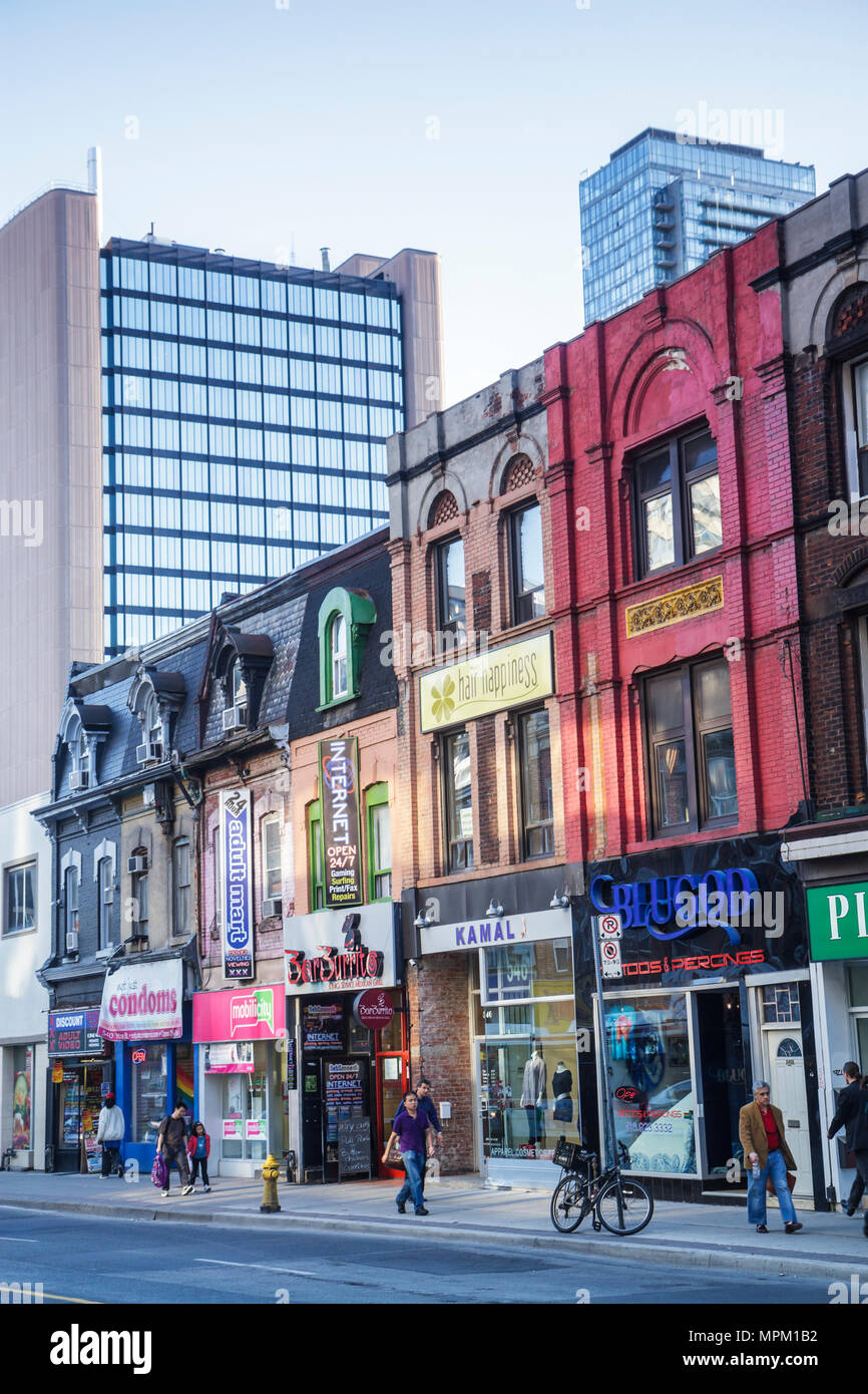 Toronto Canada,Yonge Street,shopping shopper shoppers shop shops market markets buying selling,retail store stores business businesses,storefront,Mexi Stock Photo