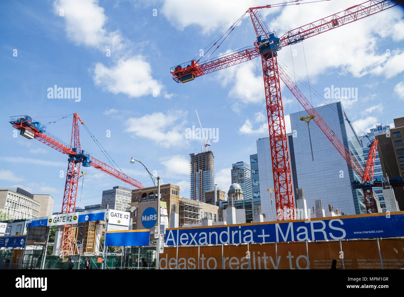 Toronto Canada,University Avenue,under new construction site building builder,MaRS Discovery