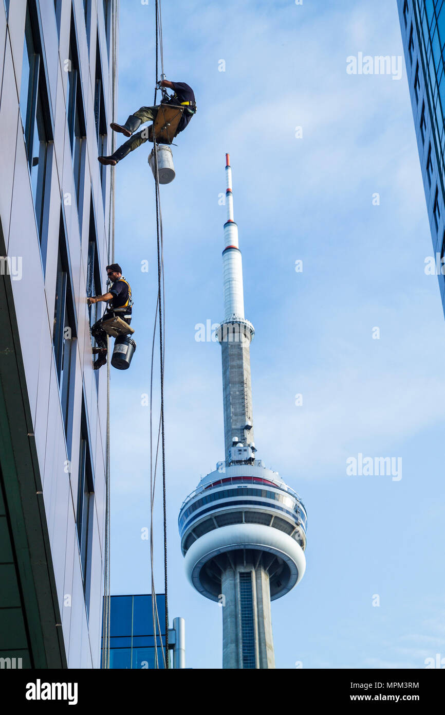 Toronto Canada,King Street West,Metro Hall,window washers,cleaner,high ...
