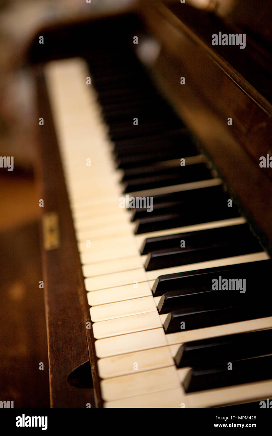 Keyboard of an upright Beale piano Stock Photo