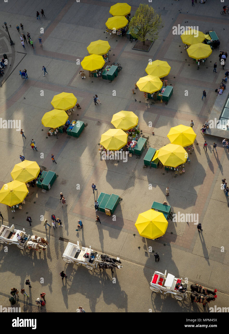 Aerial view of main market square in Krakow, Poland Stock Photo