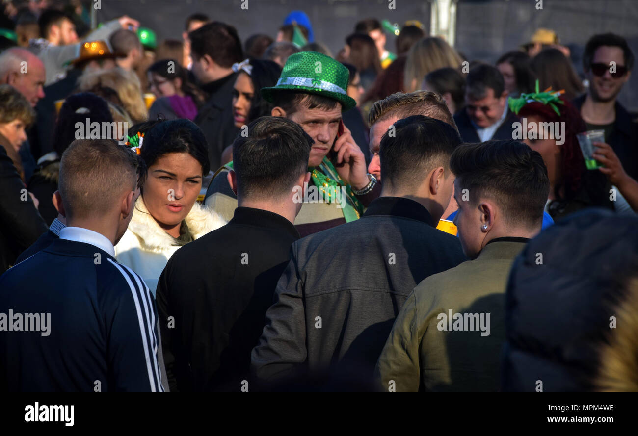 2016 famous Irish St Patrick's day celebration in London. Stock Photo