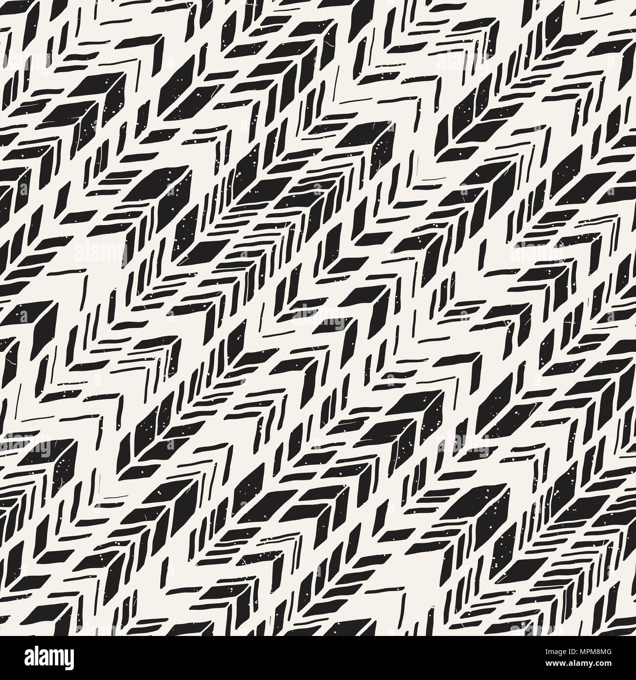Vector seamless freehand pattern. Doodle monochrome print with hand ...