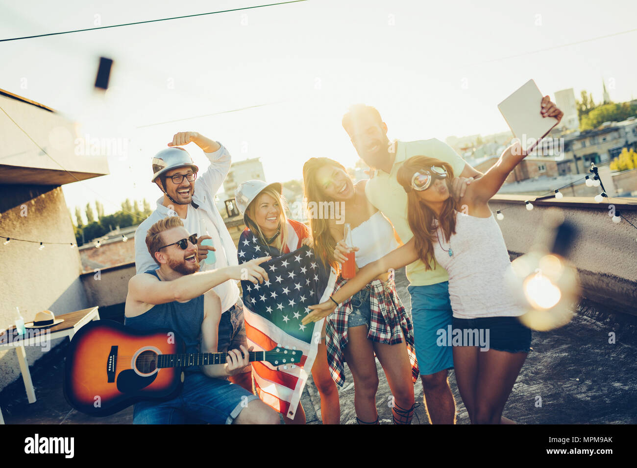 Friends Celebrating 4th Of July Holiday Stock Photo