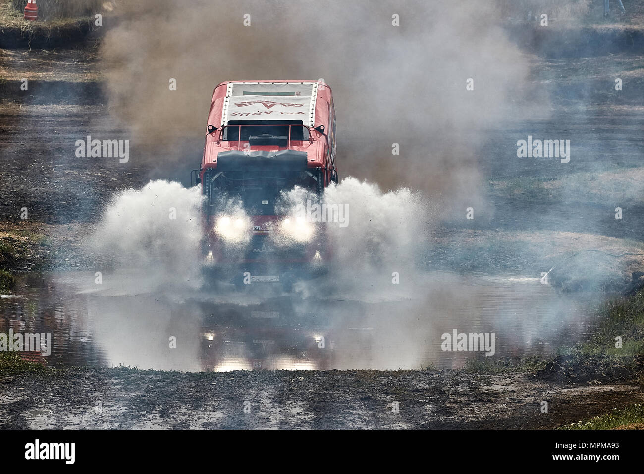 Truck MAZ of the MAZ-Sportauto racing team 20.05.2018, Rostov Region, Russia Stock Photo