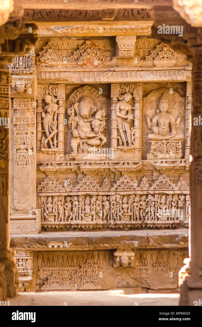 God And Goddesses Sculptures At Stepwell Rani Ki Vav An Intricately god-and-goddesses-sculptures-at-stepwell-rani-ki-vav-an-intricately