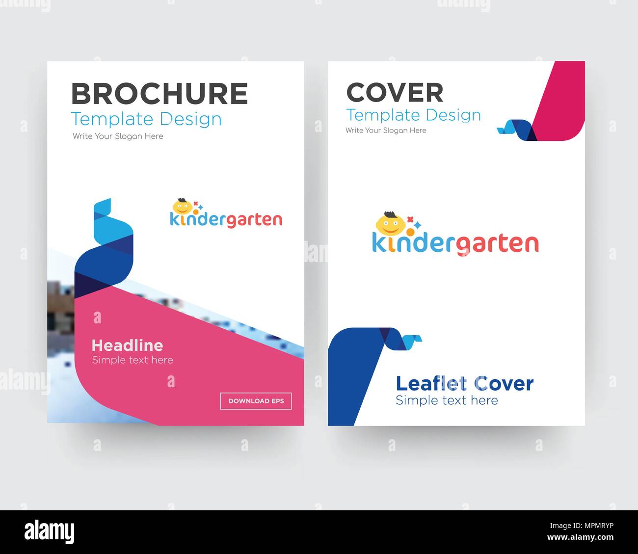 kindergarten brochure flyer design template with abstract photo Intended For Daycare Brochure Template