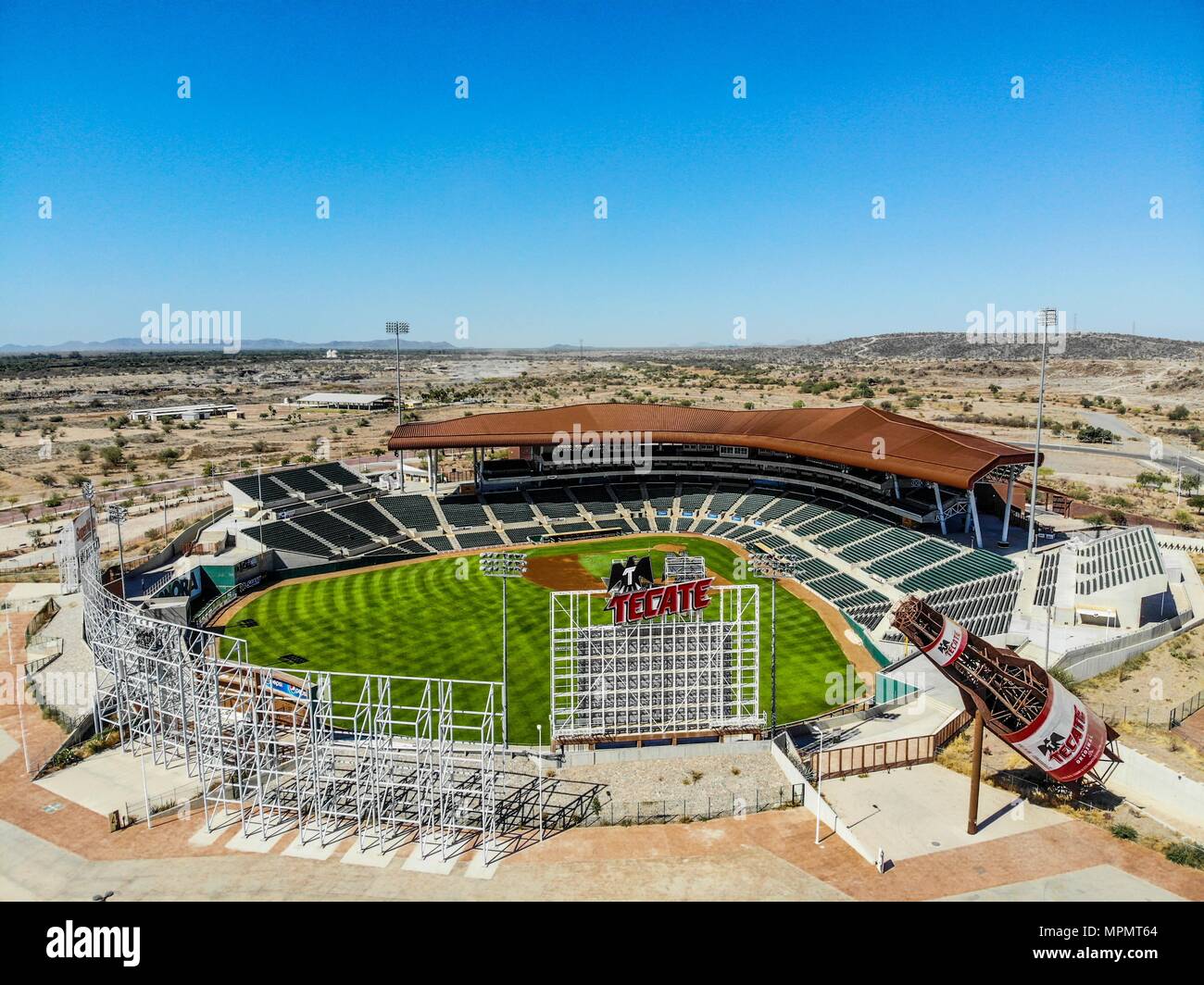 Tecate. Aerial photography of the Sonora Stadium, home of the baseball team of the Hermosillo Naranjeros of the Mexican Pacific League. LMP . O Stock Photo
