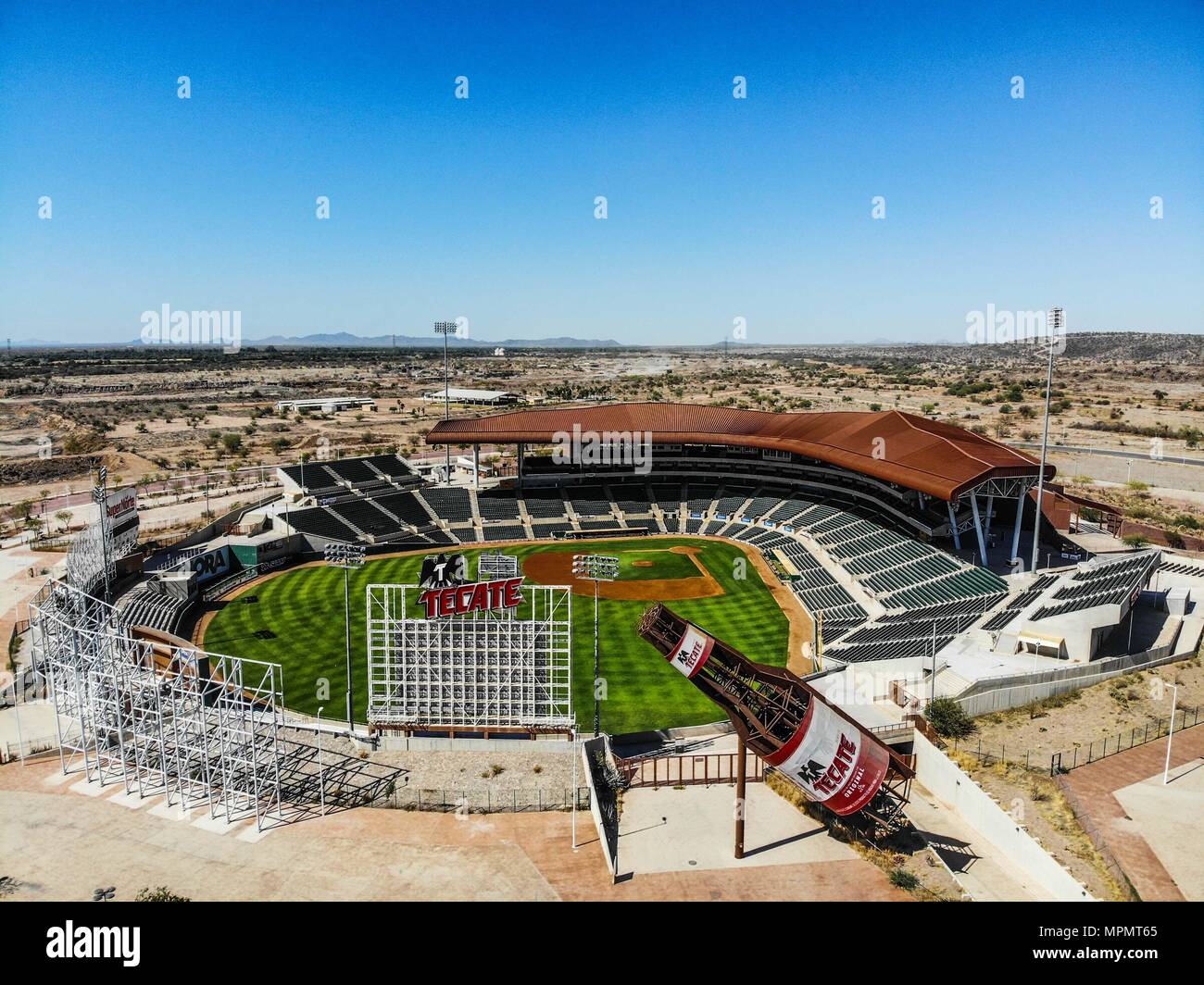 Tecate. Aerial photography of the Sonora Stadium, home of the baseball team of the Hermosillo Naranjeros of the Mexican Pacific League. LMP . O Stock Photo