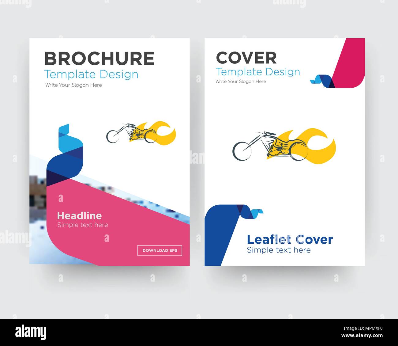chopper brochure flyer design template with abstract photo background, minimalist trend business corporate roll up or annual report Stock Vector