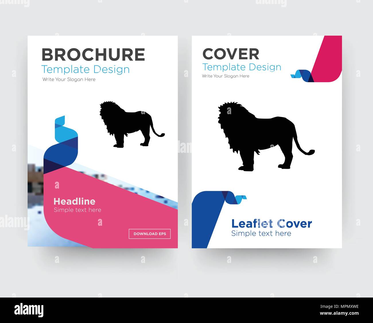 lion brochure flyer design template with abstract photo background Within Zoo Brochure Template