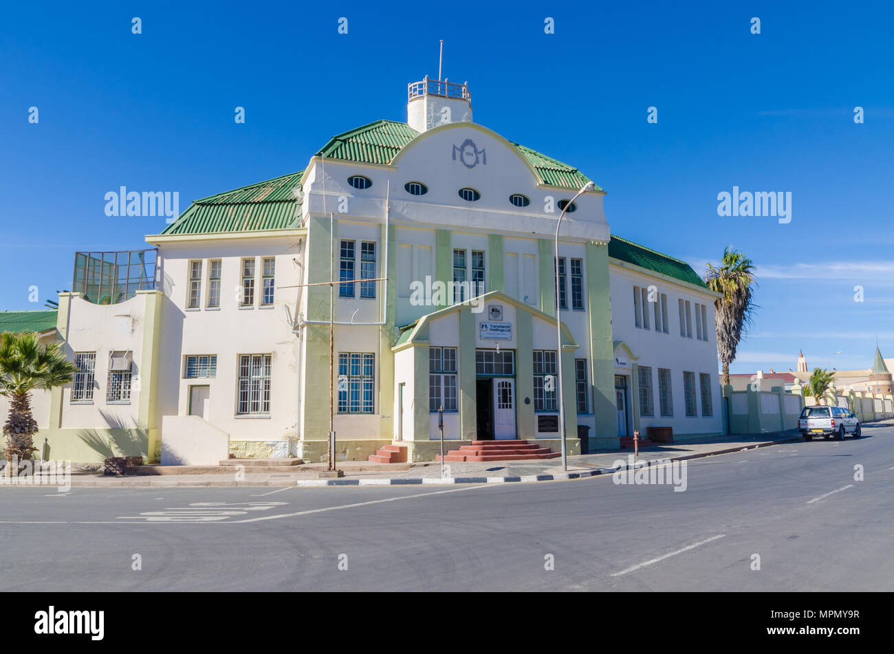 Historic colonial railway station building of German colonial times Stock Photo
