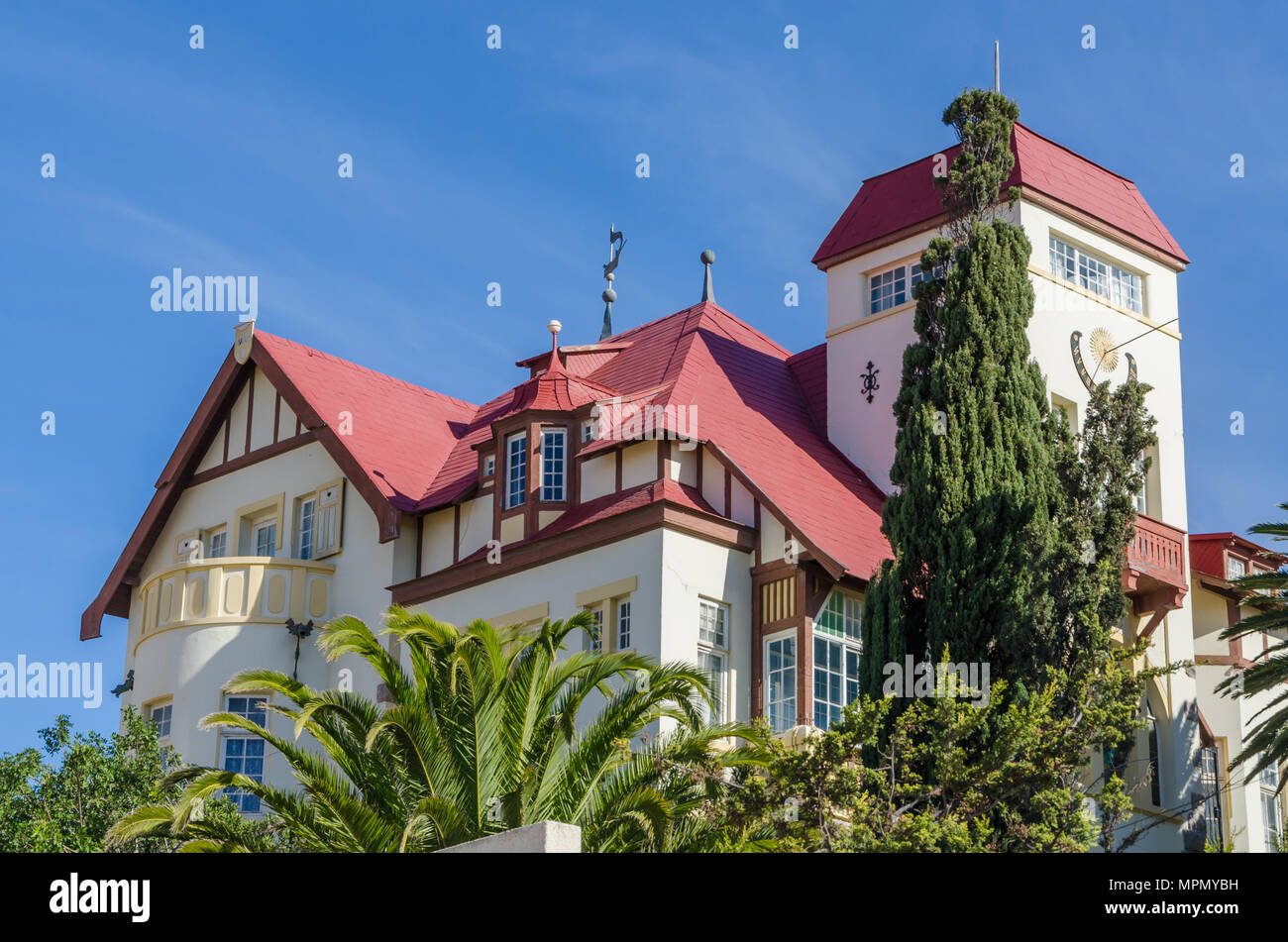 Famous historic Goerke Haus of German colonial times on hill overlooking Luderitz Stock Photo