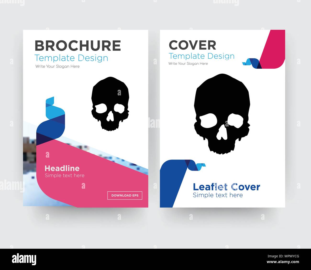 simple skull brochure flyer design template with abstract simple flyer design