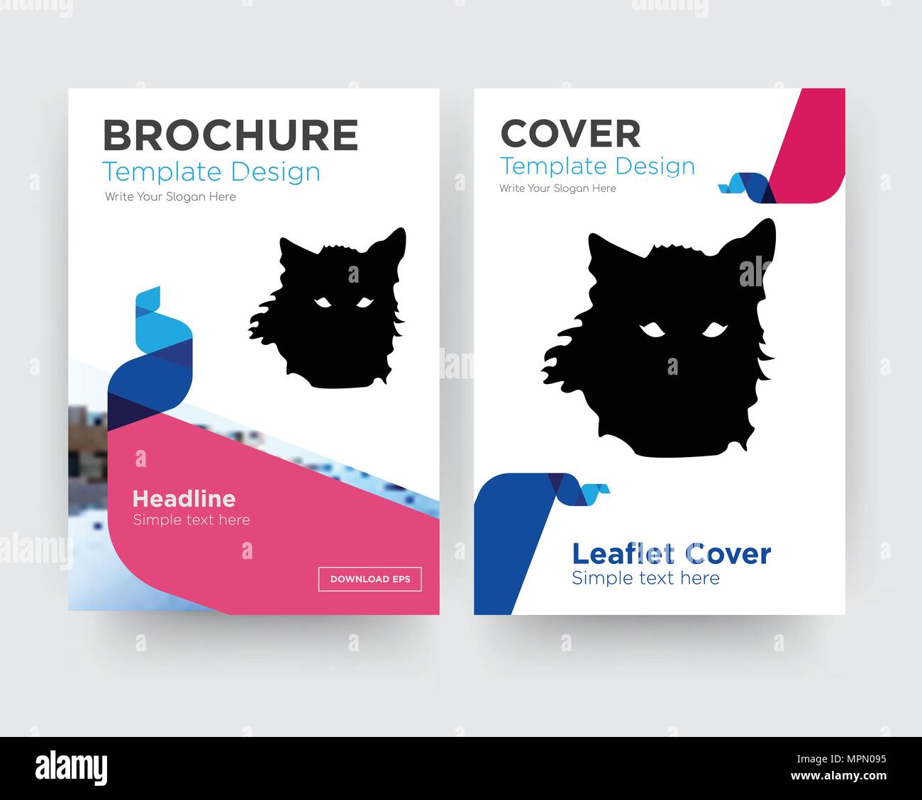 wolf face brochure flyer design template with abstract photo