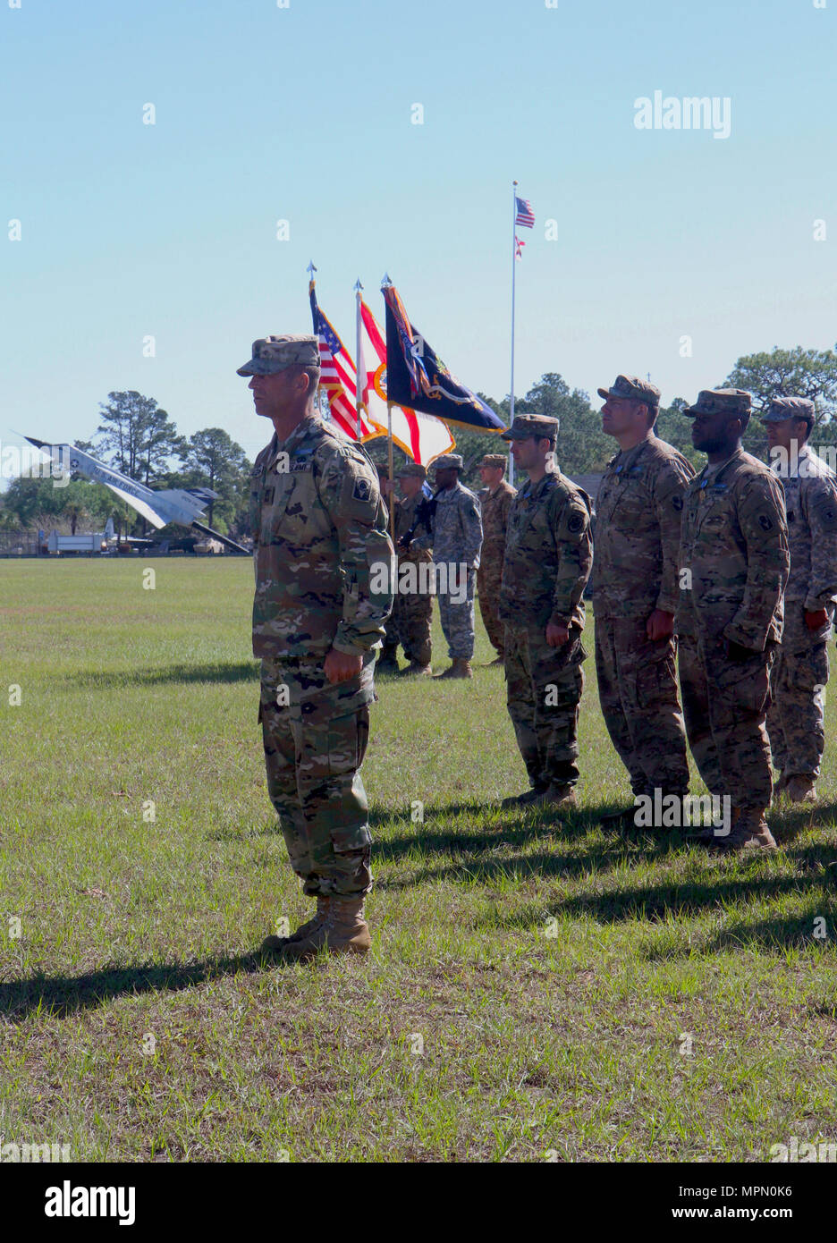 U.S. Army National Guard Soldiers from Florida and Iowa stand at