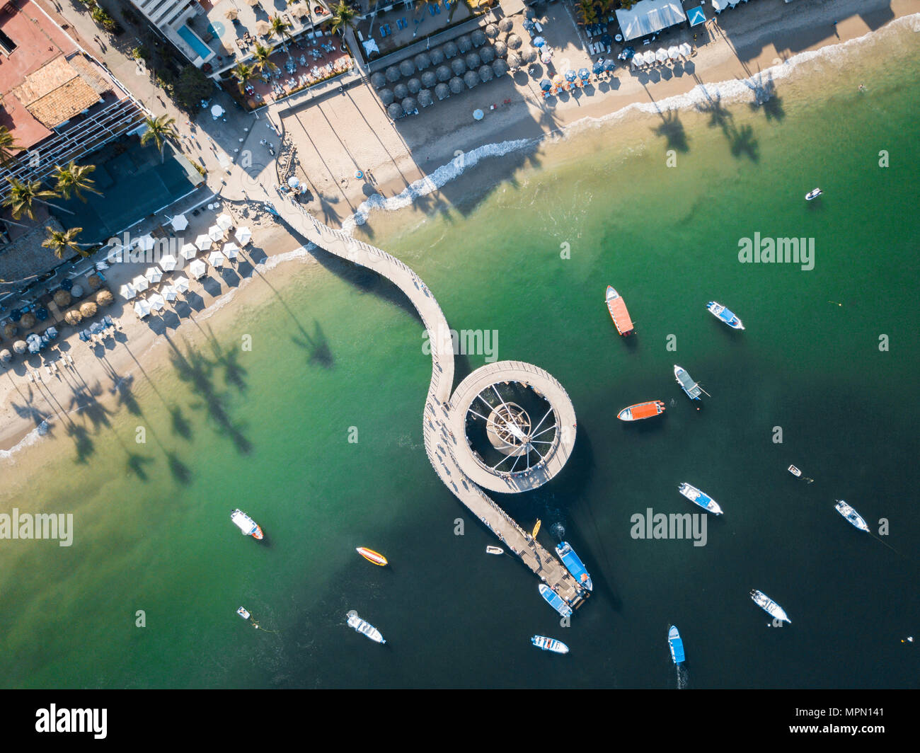 Mexico Jalisco Aerial View At Los Muertos Beach And Pier In Puerto Vallarta Stock Photo Alamy