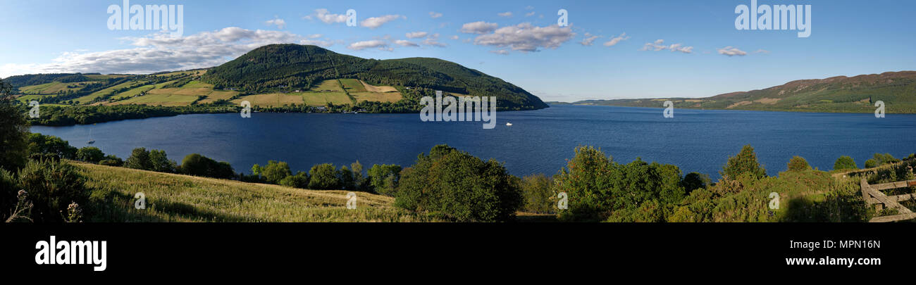 United Kingdom, Scotland, Highland, Drumnadrochit, Panoramic view of Loch Ness Stock Photo
