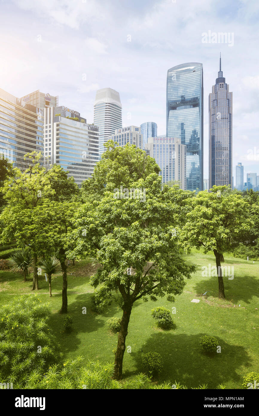 China, Guangzhou, cityscape and city park Stock Photo