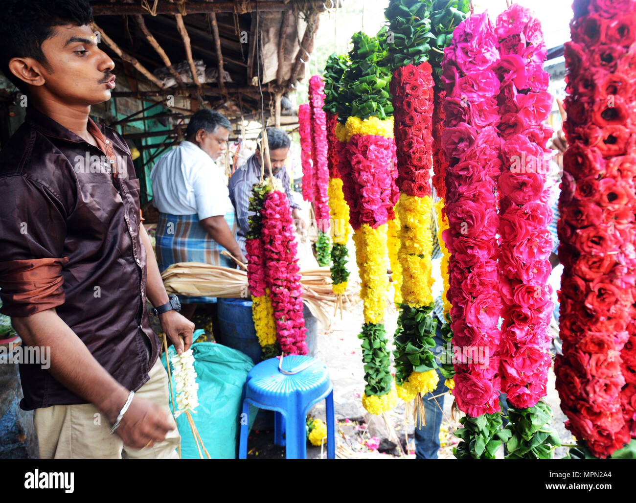 Flower vendors at the flower market in Chennai, India Stock Photo Alamy