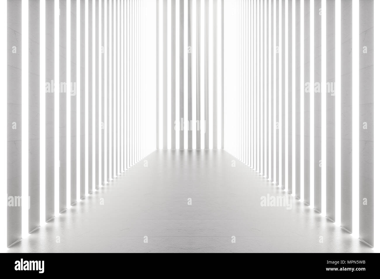3D rendering abstract room interior with neon lights. Futuristic ...