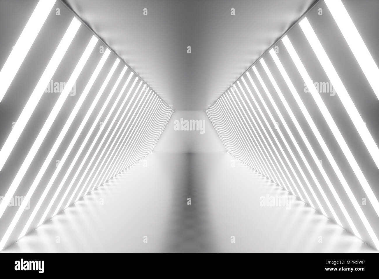 3D rendering abstract room interior with neon lights. Futuristic ...