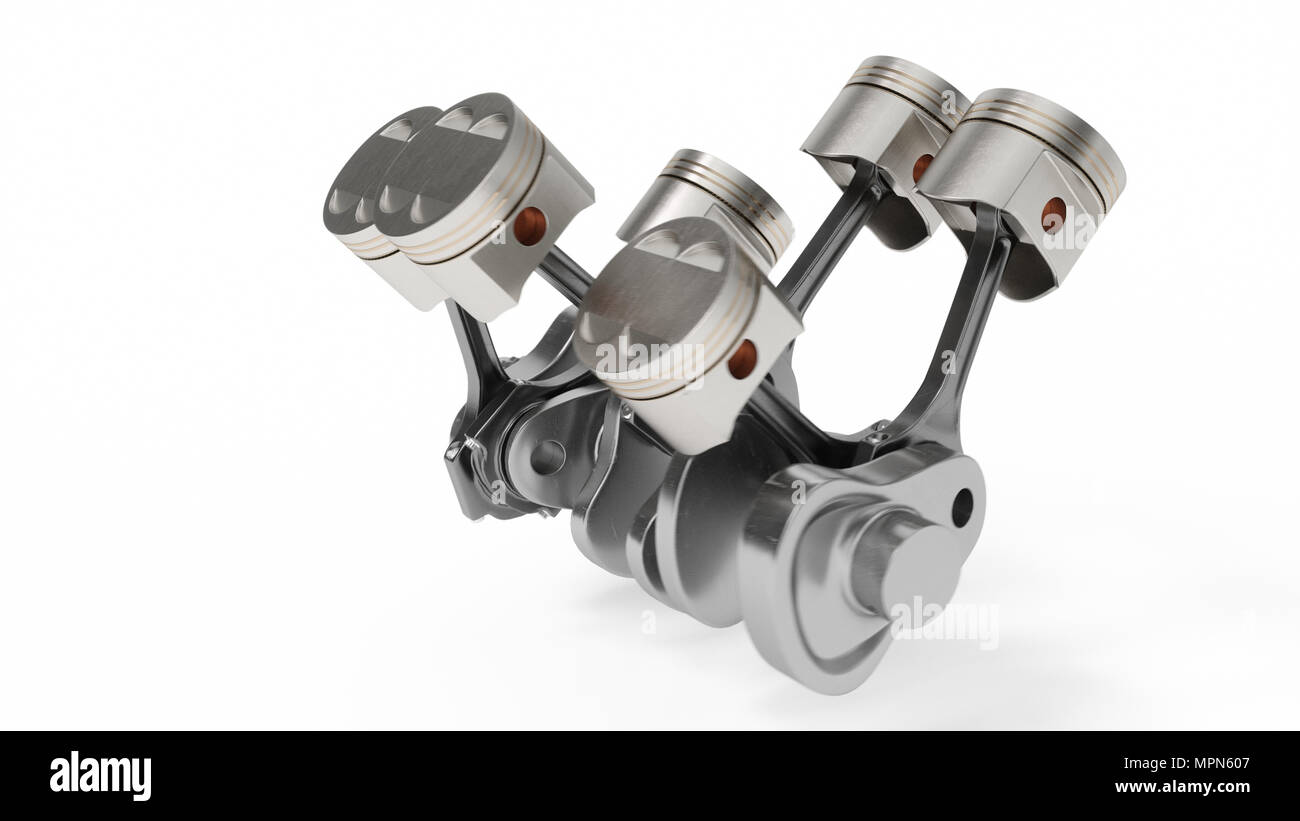 3d rendering of an internal combustion engine. Engine parts, crankshaft