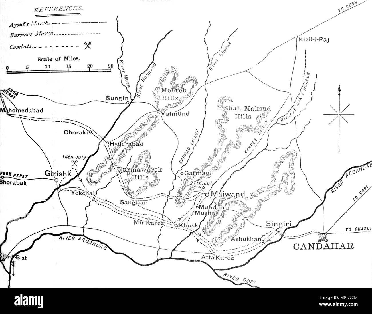 'Plan of General Burrows' March to the Helmund (July 429, 1880