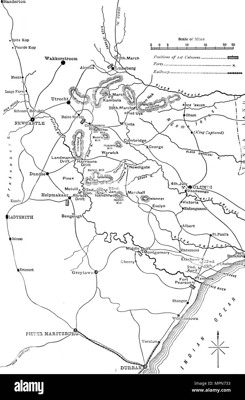 'General Plan of the Operations in Zululand, 1879', c1880. Artist: Unknown. Stock Photo