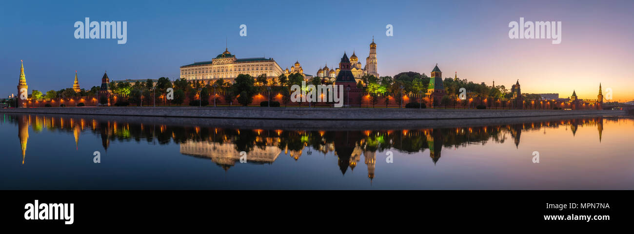Moscow sunrise panorama city skyline at Kremlin Palace Red Square and Moscow River, Moscow, Russia Stock Photo