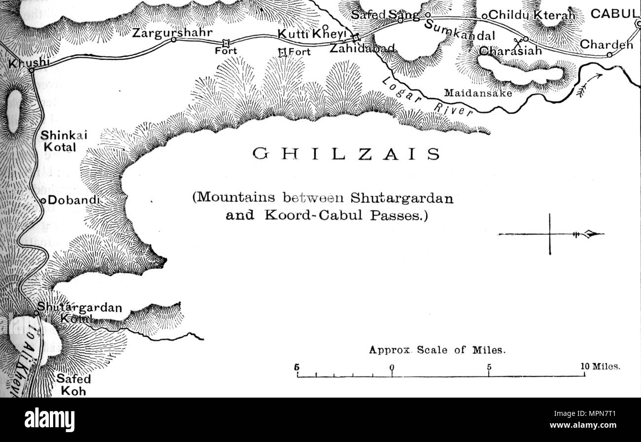 'Plan of the Road from the Shutargardan Pass to Cabul', c1880. Artist: Unknown. Stock Photo