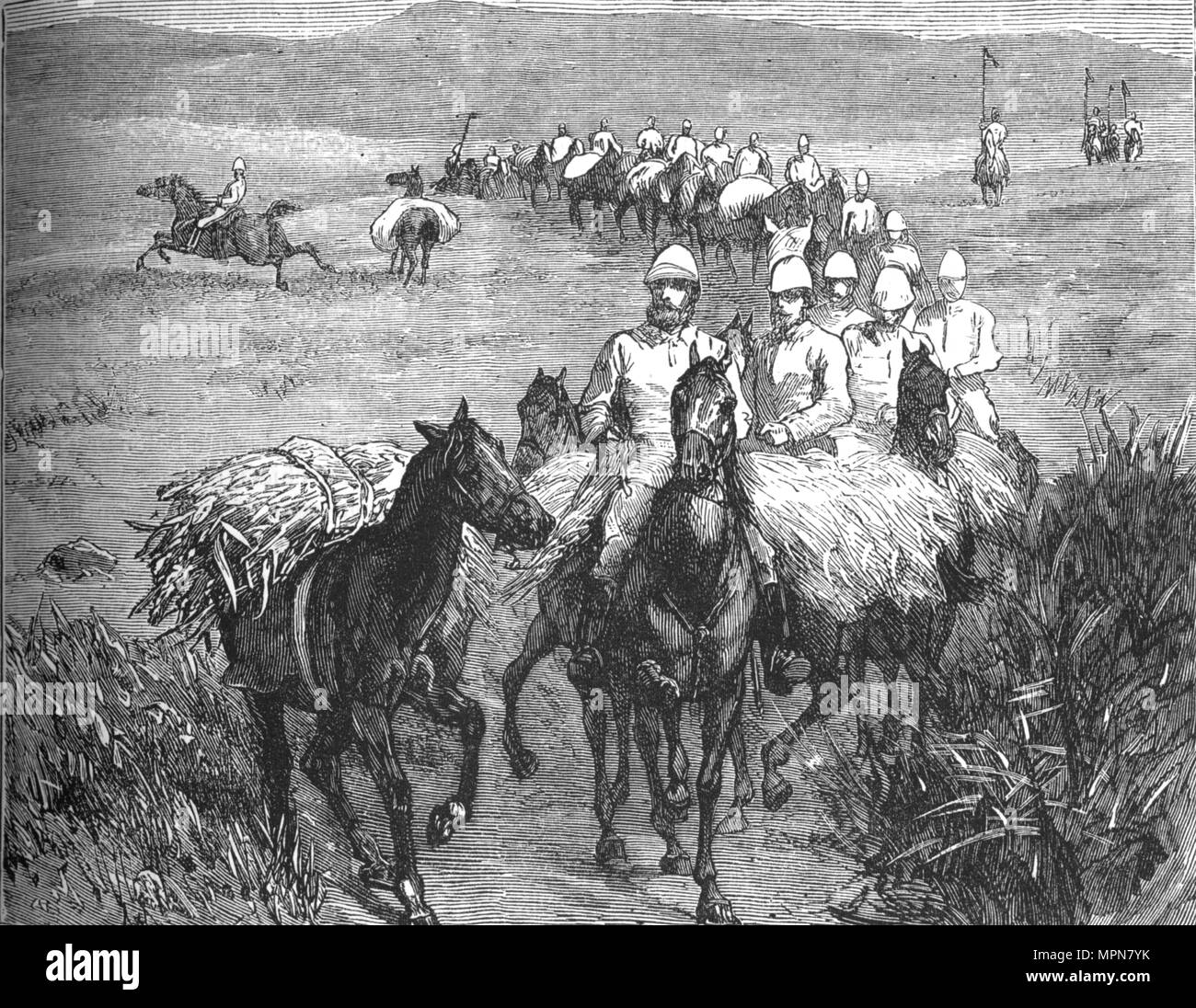 'Lancers Returning from a Foray', c1880. Artist: Unknown. Stock Photo