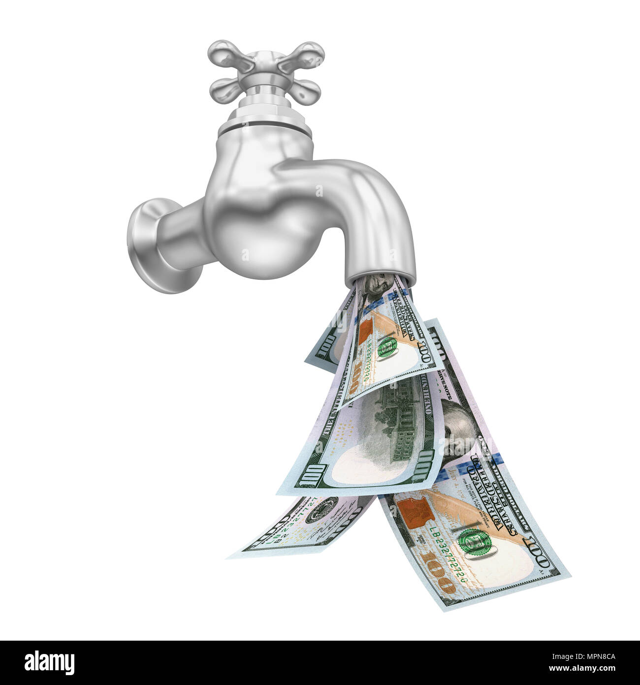 Dripping Tap with Dollar Bills Isolated Stock Photo Alamy