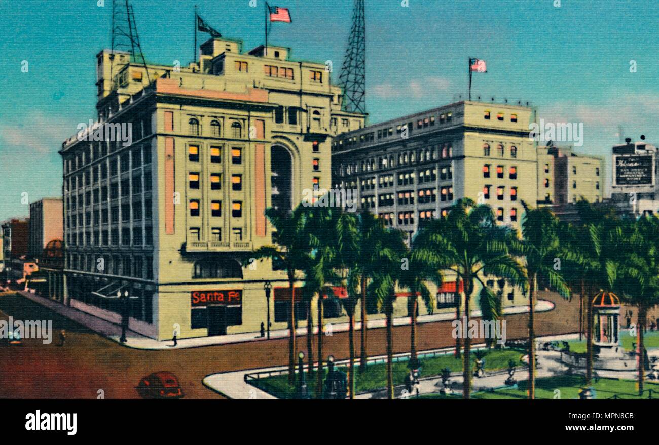 'U S. Grant Hotel and Plaza. San Diego, California', c1941. Artist: Unknown. Stock Photo