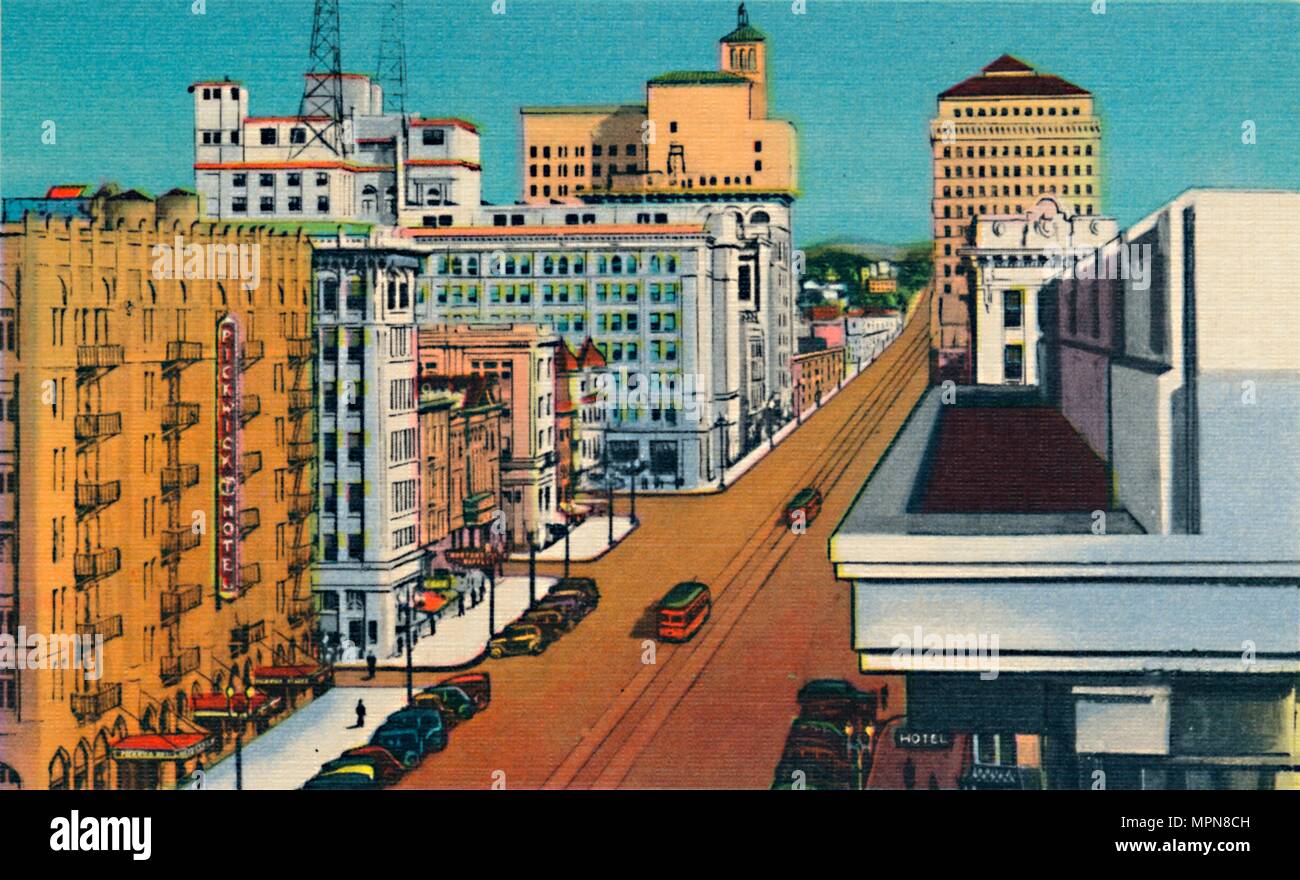 'Broadway. San Diego, California', c1941. Artist Unknown Stock Photo