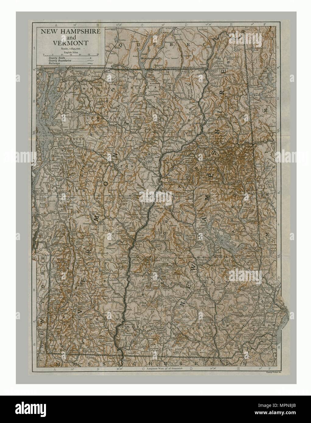 Map of vermont and new hampshire hires stock photography and images