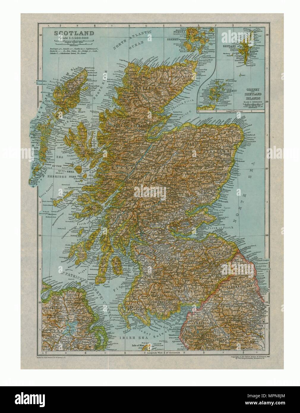 Map of Scotland, c1910. Artist: Gull Engraving Company. Stock Photo