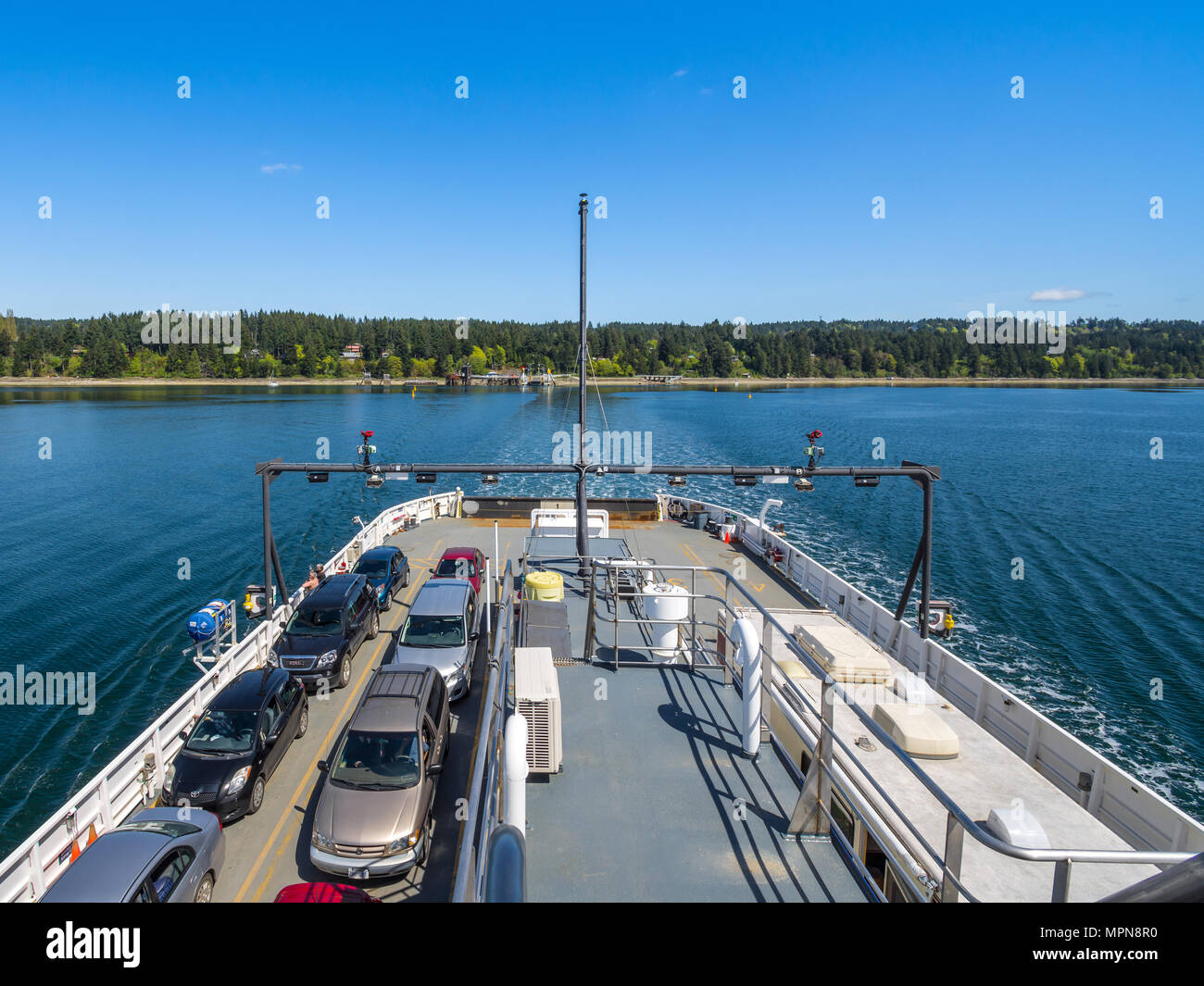 View from captain's bridge on Buckley Bay to Denman Island cable ferry