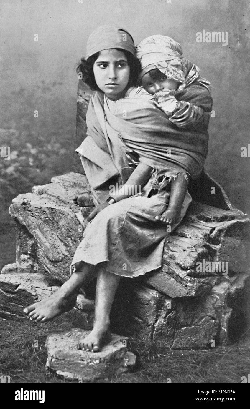 Kabyle children, North Algeria, 1912. Artist: Leroux. Stock Photo